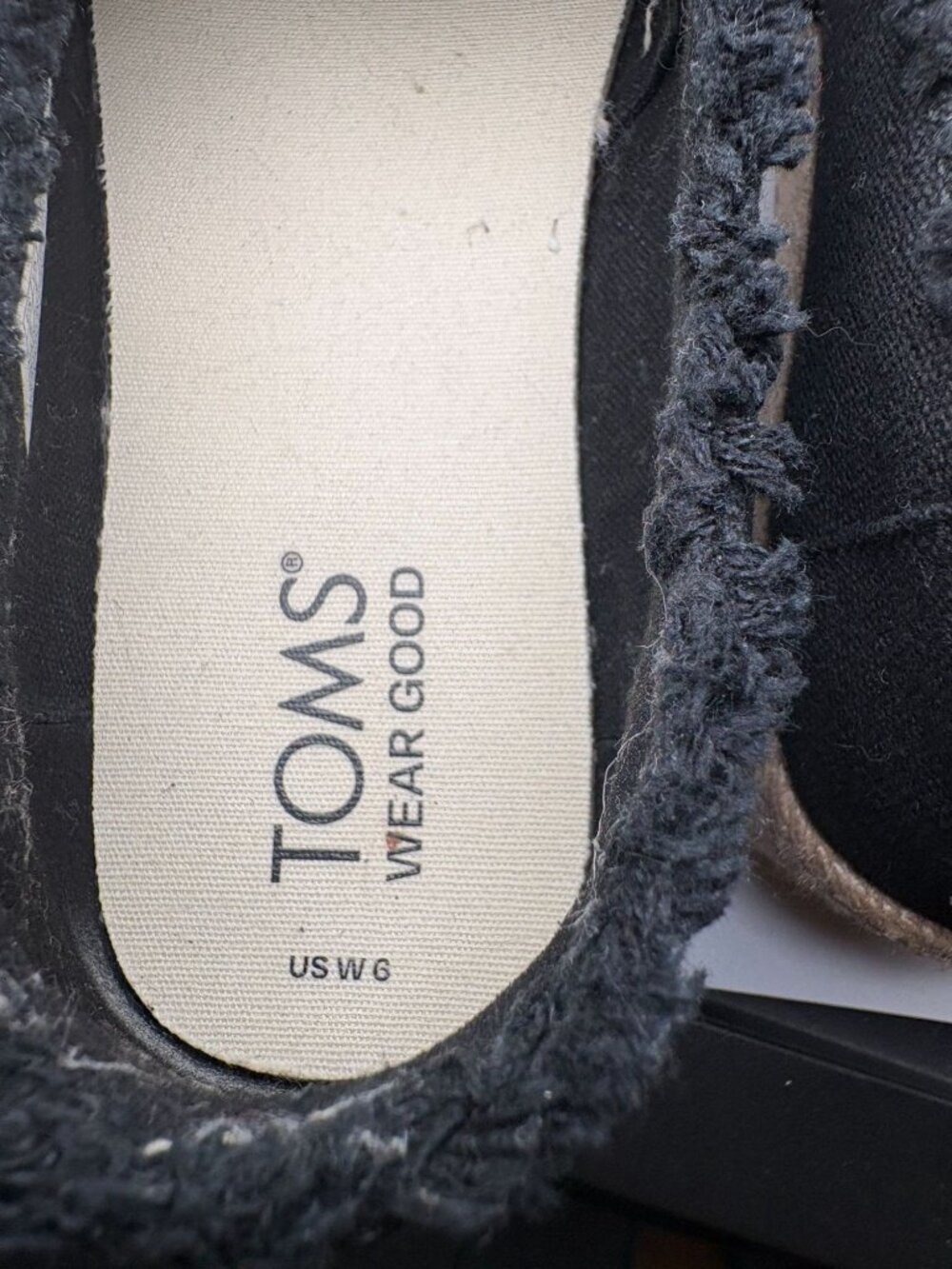 Toms Valencia Womens Black Canvas Platform Espadrilles With Frayed Edges Size 6 - Picture 6 of 6